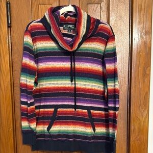 Ralph Lauren active Striped draw string Cowl Neck top with front pocket